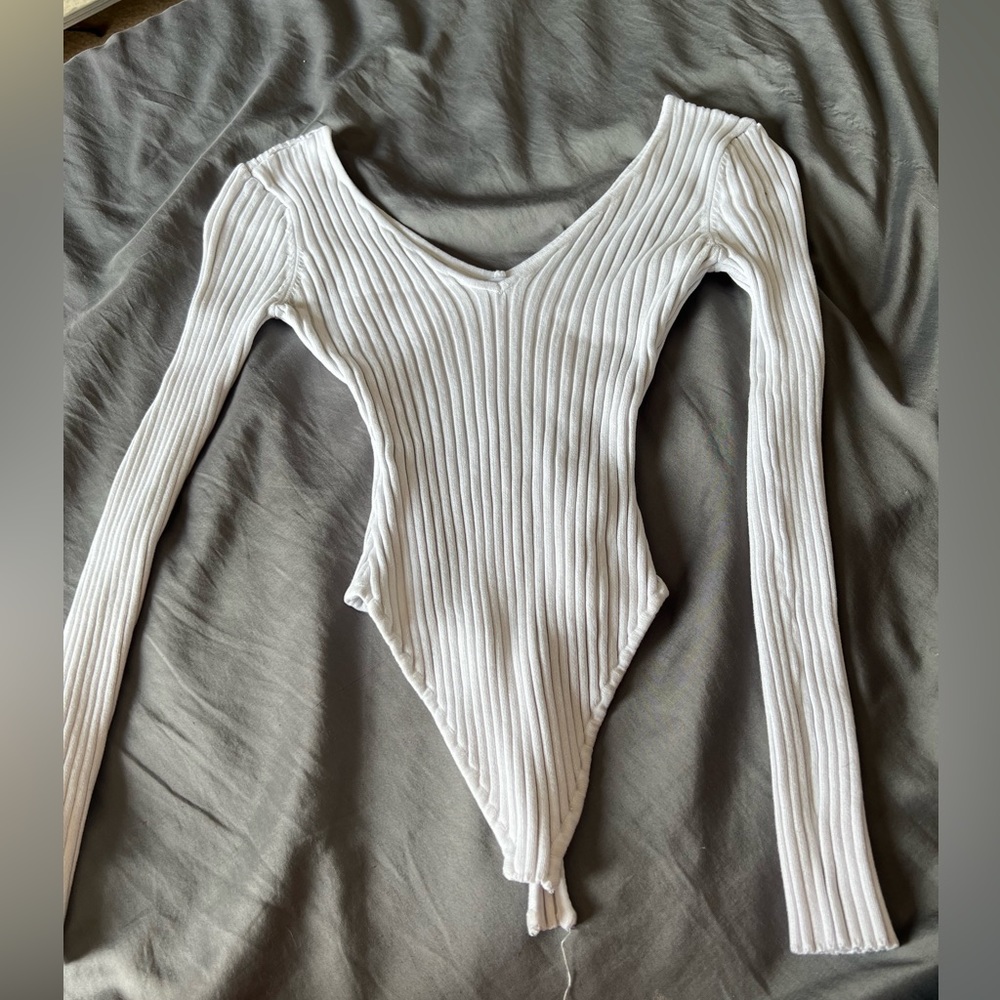 White Fashion Nova bodysuit size medium.